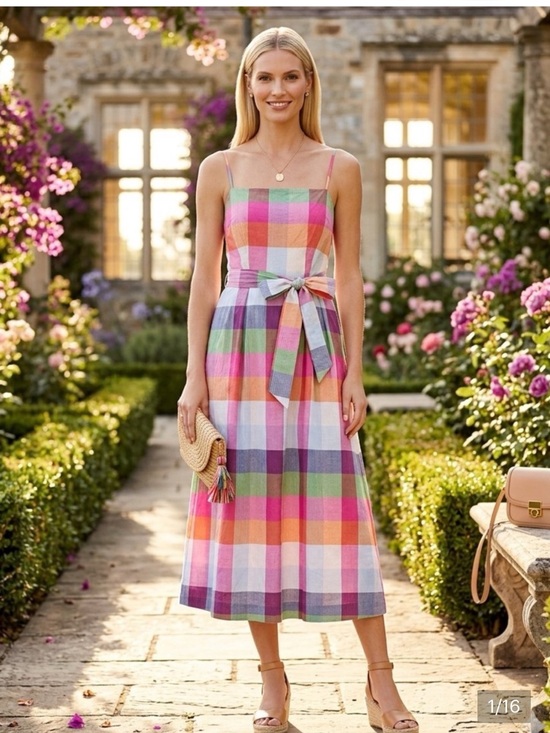 Kate Spade X Target Dresses & Skirts - Multicolor Plaid Midi Sundress with Adjustable Straps